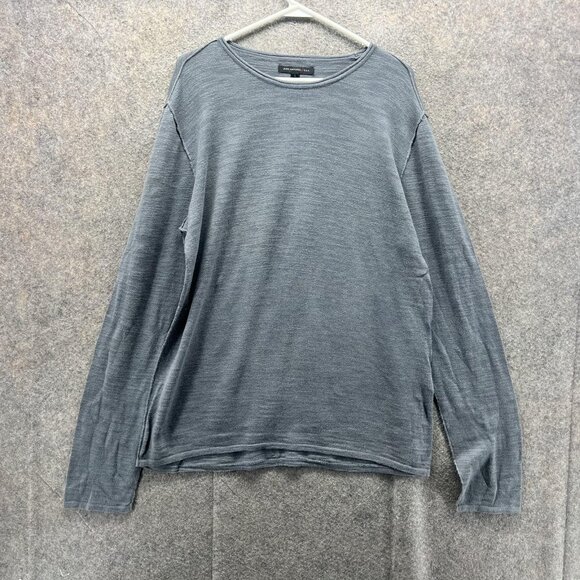 John Varvatos USA Sweater Mens Large Gray Cotton Linen Crewneck Knit Pullover - Picture 1 of 11